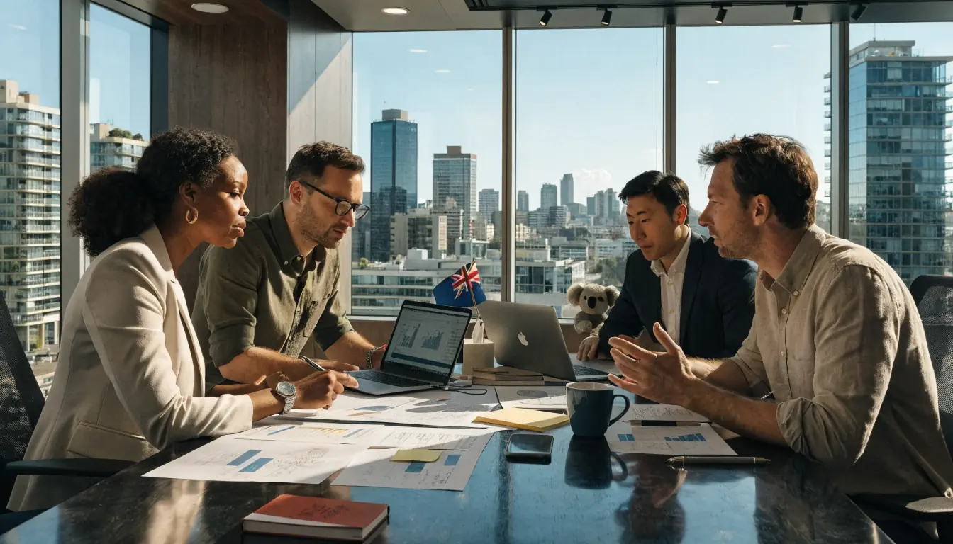 Australian team reviewing gambling operator data in an office