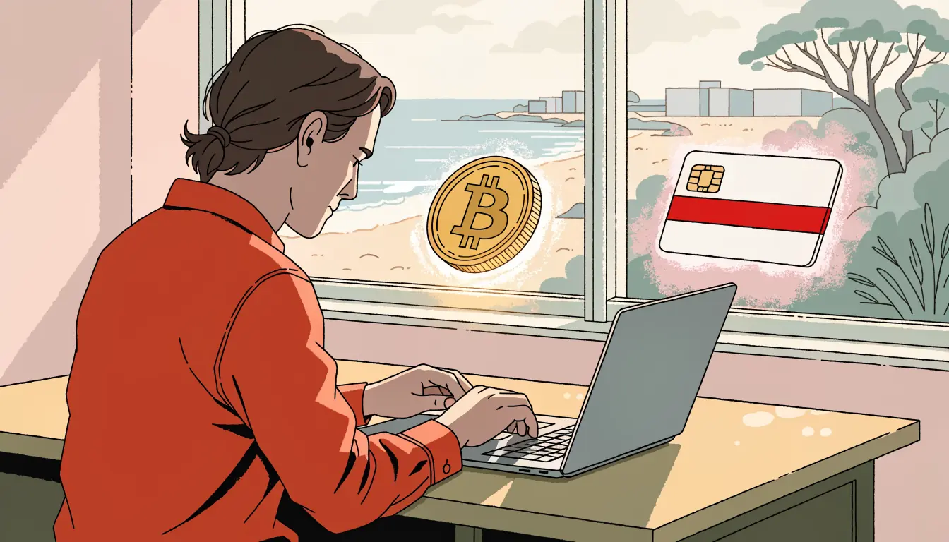 Player choosing between Bitcoin coin and bank card